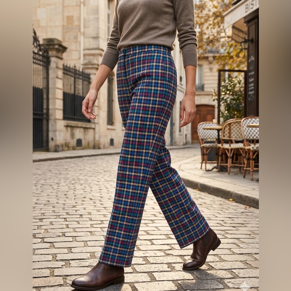 Take 50% OFF- Haymaker Women’s Plaid Blue & Green Cotton Pants, Size-20